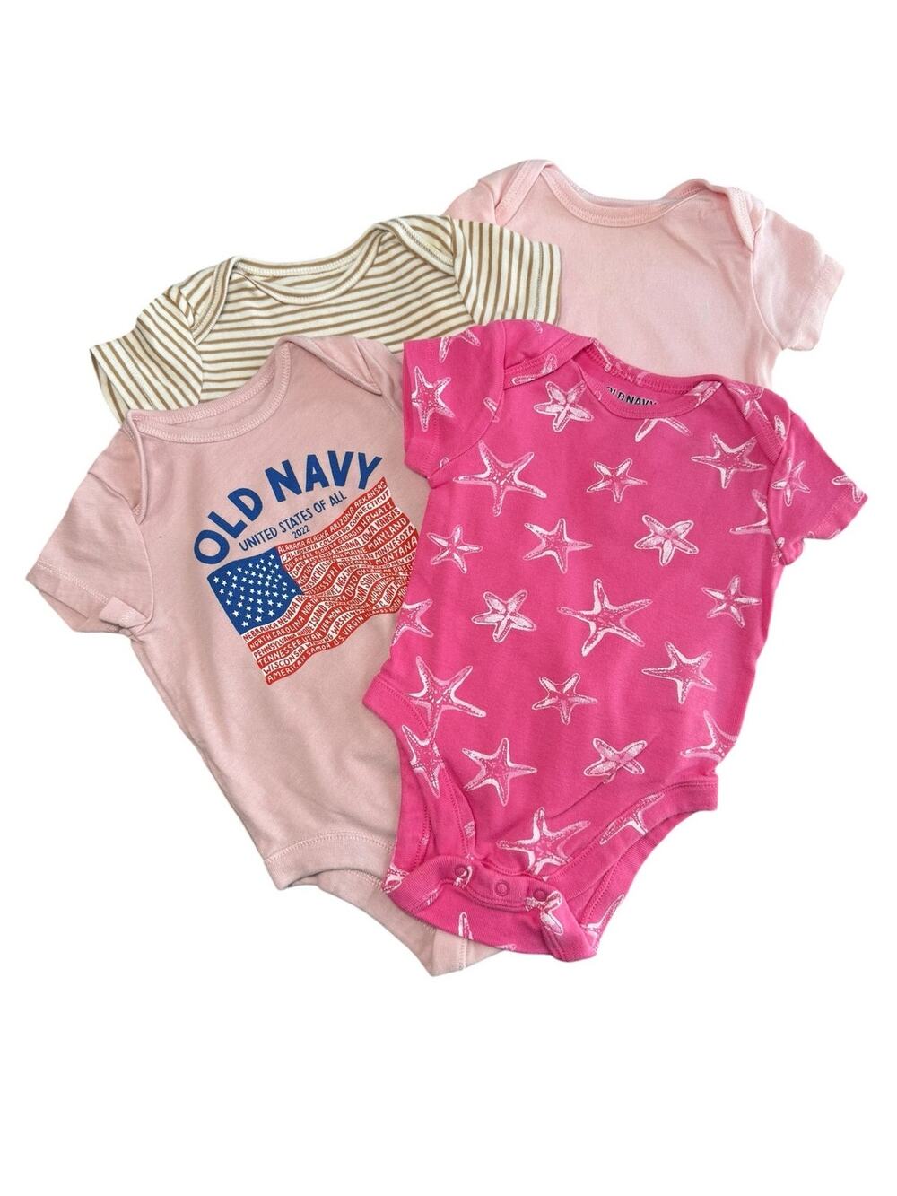Old Navy Bodysuits Bundle Pink Baby Girl Size 3-6 Months